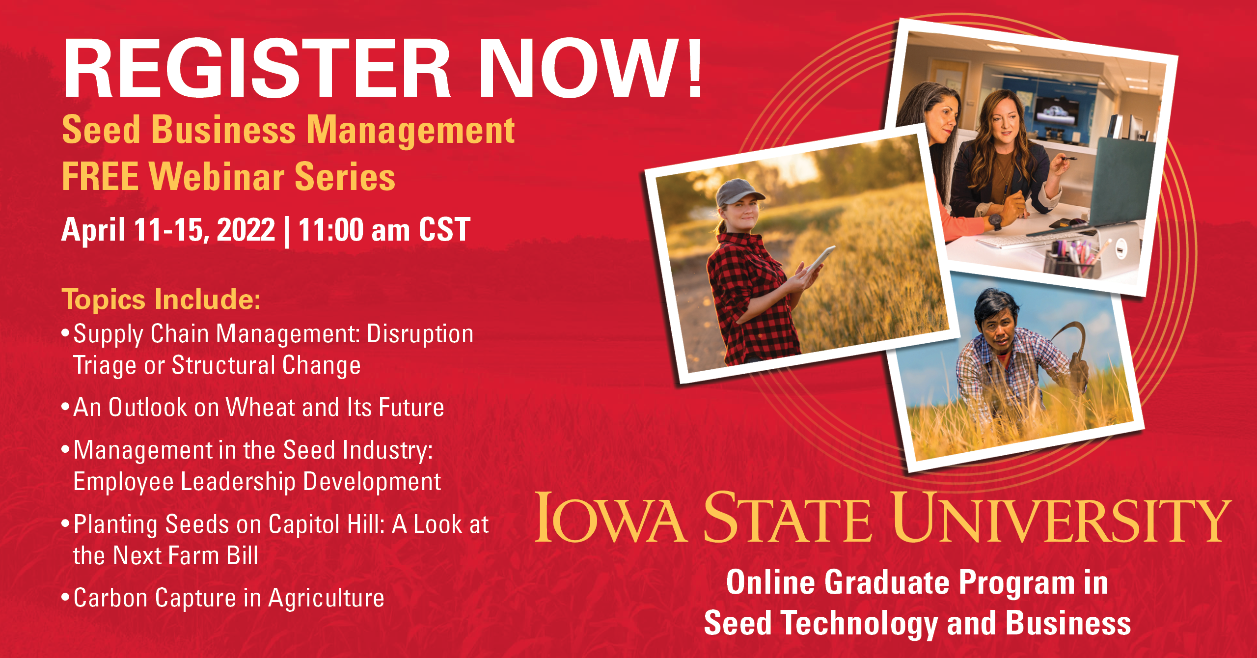 Graduate Program in Seed Technology and Business at Iowa State University Offers Free Week of Webinars